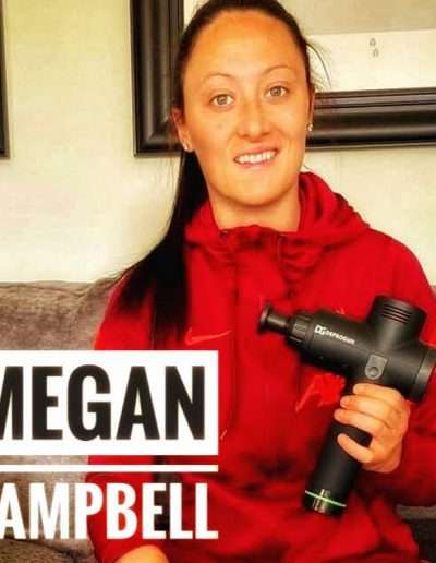 Megan Campbell LIverpool with Deprogun Massage gun